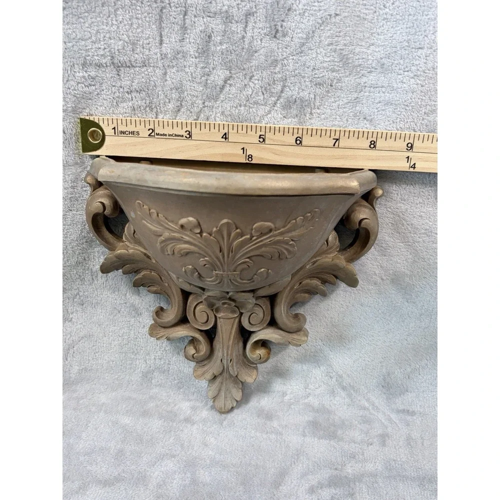 Vintage Homco Wall Pocket Planter Gold Ornate Hollywood Regency‎ USA
